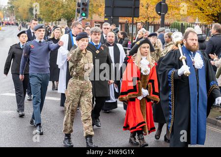 Brentwood, Großbritannien. November 2021. Brentwood Essex 14. Nov 2021 Remembrance Sunday Parade, Brentwood Essex Credit: Ian Davidson/Alamy Live News Stockfoto