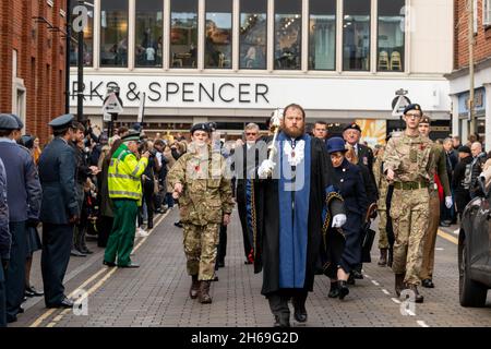 Brentwood, Großbritannien. November 2021. Brentwood Essex 14. Nov 2021 Remembrance Sunday Parade, Brentwood Essex Credit: Ian Davidson/Alamy Live News Stockfoto