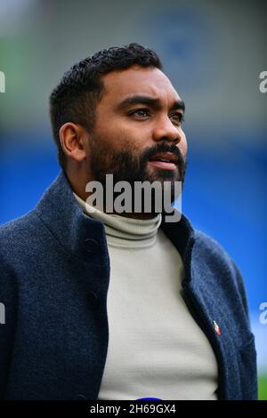 Brighton, Großbritannien. November 2021. Jonathan Morgan Manager von Leicester City vor dem FA Women's Super League-Spiel zwischen Brighton & Hove Albion Women und Leicester City Women am 14. November 2021 im Amex in Brighton, England. (Foto von Jeff Mood/phcimages.com) Quelle: PHC Images/Alamy Live News Stockfoto