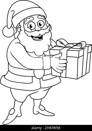 Weihnachtsmann Holding Geschenk Präsent Weihnachten Cartoon Stock Vektor