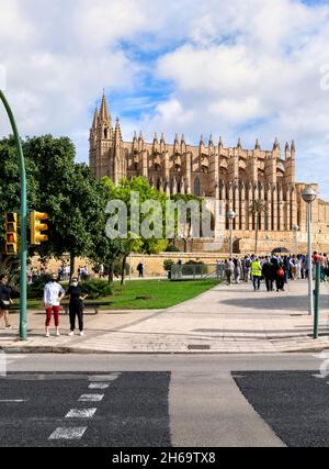 Kathedrale La Seu, Kathedrale von Palma, auch bekannt als Kathedrale von Mallorca, Kathedrale des Lichts - Mallorca Spanien Stockfoto