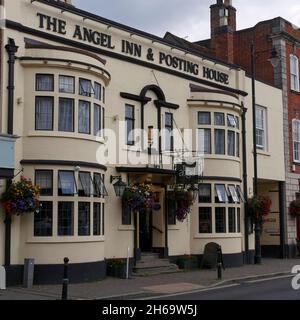 The Angel Inn and Posting House, High Street, Pershore, Worcestershire, England, Großbritannien Stockfoto