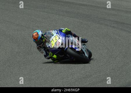 Mugello - Italien, 30 2008. Mai: Der italienische Yamaha-Fahrer Valentino Rossi im Einsatz während des MotoGP GP GP von Italien 2008 auf dem Kurs von Mugello. Stockfoto