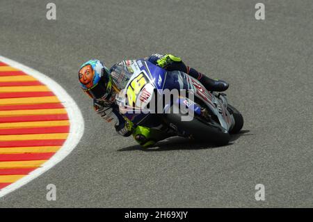 Mugello - Italien, 30 2008. Mai: Der italienische Yamaha-Fahrer Valentino Rossi im Einsatz während des MotoGP GP GP von Italien 2008 auf dem Kurs von Mugello. Stockfoto