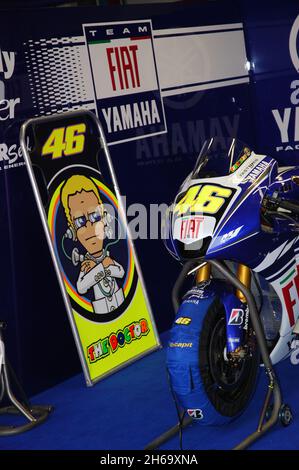 Mugello - Italien, 30 2008. Mai: Yamaha M1 von Fahrer Valentino Rossi im Kasten während des MotoGP GP GP von Italien 2008 auf dem Kurs von Mugello. Italien Stockfoto