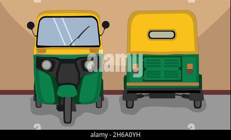 Indische Auto-Rikscha im Stehen Stock Vektor