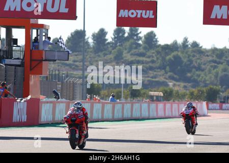 Valencia, Spanien. November 2021. Rennen des MotoGP Grand Prix Motul von Comunidad Valenciana auf dem Ricardo Tormo Circuit, Valencia, 14. November 2021 in Bild: Francesco Bagnaia Carreras del Gran Premio Motul de la Comunidad Valenciana en el Circuito Ricardo Tormo de Valencia, 14 de Noviembre de 2021 POOL/ MotoGP.com/Cordon die Pressebilder sind nur für die redaktionelle Verwendung bestimmt. Obligatorischer Kredit: © motogp.com Kredit: CORDON PRESS/Alamy Live News Stockfoto