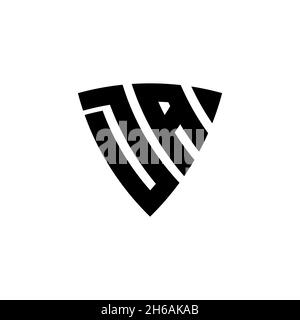 DA Monogram Logo-Buchstabe mit Dreieck Schild und kreisförmigen Stil Design auf isoliertem Hintergrund. Dreieck-Monogramm-Logo, Schild-Monogramm-Logo, Trian Stock Vektor