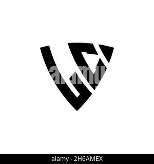 LC Monogram-Logo mit dreieckiger Schildform, isoliert auf weißem Hintergrund. Dreieck-Monogramm-Logo, Schild-Monogramm-Logo, Dreieck s Stock Vektor
