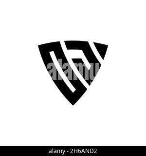 OJ Monogram Logo Brief mit Dreieck Schild Form Stil Design isoliert auf weißem Hintergrund. Dreieck-Monogramm-Logo, Schild-Monogramm-Logo, Dreieck s Stock Vektor