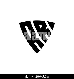 RR Monogram-Logo mit dreieckiger Schildform, isoliert auf weißem Hintergrund. Dreieck-Monogramm-Logo, Schild-Monogramm-Logo, Dreieck s Stock Vektor