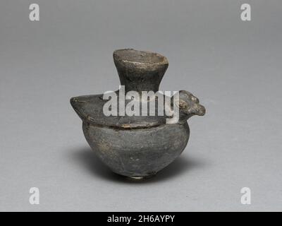 Blackware Jar in Form eines Vogels, AD 1200/1450. Stockfoto