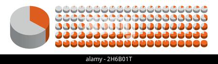 Das Tortendiagramm wird um 1 Prozent geladen Stock Vektor