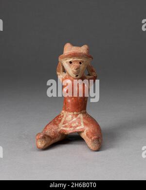 Miniatur sitzende Figur mit Armen hinter dem Kopf, 100 v. Chr./n. Chr. 300. Stockfoto