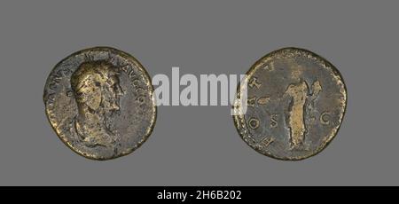 Sestertius (Münze) Mit Kaiser Hadrian, 117-138. Stockfoto