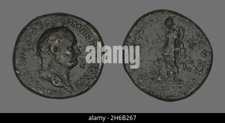 Sestertius (Münze) Mit Kaiser Vespasian, 69-79. Stockfoto