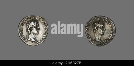 Denar (Münze) Mit Kaiser Gaius (Caligula), 37-38. Stockfoto