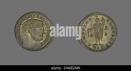 As (Münze) Mit Kaiser Gallerius, 305-311. Stockfoto