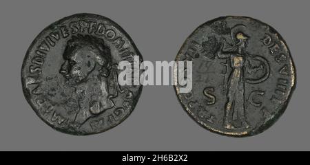 Sestertius (Münze) Mit Kaiser Domitian, 81. Stockfoto