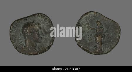 Sestertius (Münze) Mit Dem Kaiser Volusian, 251-253. Stockfoto