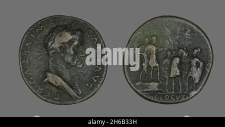 Sestertius (Münze) Mit Kaiser Galba, 68. Stockfoto