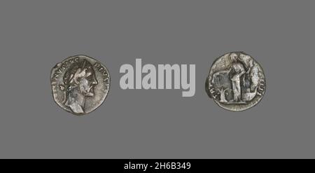 Denar (Münze) Mit Kaiser Antoninus Pius, 157-158. Stockfoto