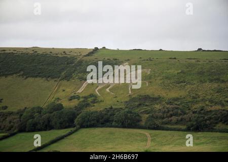 Osmington White Horse auf den South Dorset Downs Stockfoto