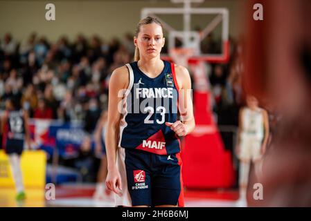 Villeneuve-d'Ascq, Frankreich. 14 2021. Nov: Marine Johannes von Frankreich während des FIBA Women's EuroBasket 2023, Qualifiers Gruppe B Basketballspiel zwischen Frankreich und Litauen am 14. November 2021 im Palacium in Villeneuve-d'Ascq, Frankreich - Foto: Antoine Massinon/DPPI/LiveMedia Kredit: Unabhängige Fotoagentur/Alamy Live News Stockfoto