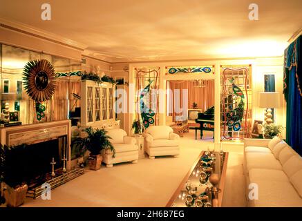 Das Wohnzimmer, Graceland Mansion, Elvis Presley Boulevard, Whitehaven, Memphis, Tennessee, Vereinigte Staaten von Amerika Stockfoto