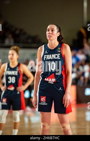 Villeneuve-d'Ascq, Frankreich. 14 2021. Nov: Sarah Michel aus Frankreich während des FIBA Women's EuroBasket 2023, Qualifiers Gruppe B Basketball-Match zwischen Frankreich und Litauen am 14. November 2021 im Palacium in Villeneuve-d'Ascq, Frankreich - Foto: Antoine Massinon/DPPI/LiveMedia Kredit: Unabhängige Fotoagentur/Alamy Live News Stockfoto