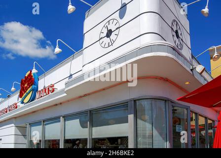 Mourayo Original Hamburger Diner, Hollywood, Melrose Avenue, Los Angeles, California, Vereinigte Staaten von Amerika Stockfoto