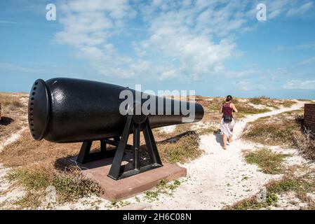 Kanone auf dem Dach von Fort Jefferson, Dry Tortuga Island, Florida, USA Stockfoto