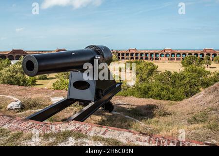 Kanone auf dem Dach von Fort Jefferson, Dry Tortuga Island, Florida, USA Stockfoto