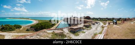 Kanone auf dem Dach von Fort Jefferson, Dry Tortuga Island, Florida, USA Stockfoto