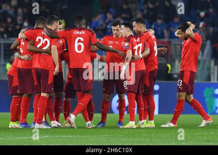 Rom, Latium. November 2021. Schweizer Spieler während der European Qualifier World Cup 2022 spielen am 12. November 2021 in Rom, Italien, das Stadion Italien-Schweiz. Fotografo01 Credit: Independent Photo Agency/Alamy Live News Stockfoto