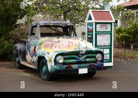 Lackierter LKW in Hanapepe auf Kauai Stockfoto