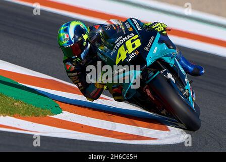 Valencia, Spanien. November 2021. Valentino Rossi von Petronas Yamaha SRT tritt beim MotoGP Valencia Grand Prix Valencia, Spanien, am 14. November 2021 an. Quelle: Str/Xinhua/Alamy Live News Stockfoto