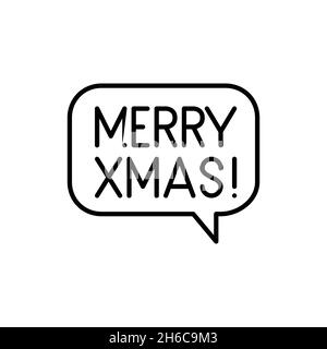 Worte Frohe Weihnachten auf einer Sprechblase. Pixel-perfektes, bearbeitbares Strichliniensymbol Stock Vektor