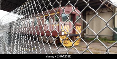 Korumburra Victoria Australia, Red hen Train, selbstfahrender Triebwagen, South Australian Railways, Redhen Railcar, Gippsland Railway Stockfoto