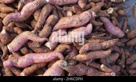 Hochauflösendes Bild: Frische Orange Süßkartoffeln #backen Süßkartoffel , #Röstsüßkartoffel , #purpleyam , #vegan , #glutenfrei , #organisch , Stockfoto