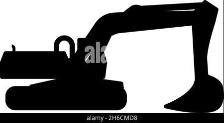 Bagger Silhouette Sonderausrüstung Dusty Bagger Building machine Icon schwarze Farbe Vektor Illustration flachen Stil einfaches Bild Stock Vektor