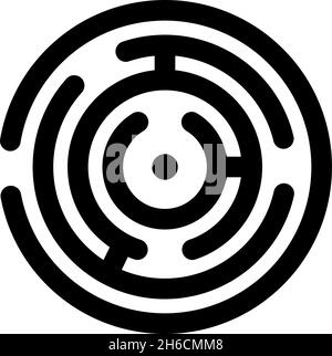 Runde Labyrinth Symbol schwarz Farbe Vektor Illustration flach Stil einfaches Bild Stock Vektor