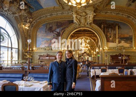 Frankreich. Paris (75) (12. Arrondissement). Bahnhof Lyon. Das Restaurant 'Le Train bleu', im neobarocken und Belle Epoque Stil aus dem 19. Jahrhundert, erbaut von der A Stockfoto