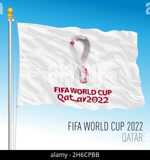 DOHA, KATAR, november-dezember 2022 - Qatar 2022 WM-Logo in der Flagge, Wimpel, Vektorgrafik Stockfoto