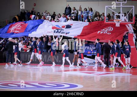 Villeneuve-d'Ascq, Frankreich. Nov 14 2021: KOP France während des FIBA Women's EuroBasket 2023, Qualifiers Gruppe B Basketball-Match zwischen Frankreich und Litauen am 14. November 2021 im Palacium in Villeneuve-d'Ascq, Frankreich - Foto: Ann-dee Lamour/DPPI/LiveMedia Kredit: Unabhängige Fotoagentur/Alamy Live News Stockfoto