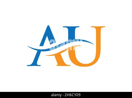 Swoosh Letter AU Logo Design für Geschäfts- und Firmenidentität. Water Wave AU Logo mit modernem Trendy Stock Vektor