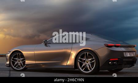 Ferrari Roma, Superport Auto in einem raffinierten, eleganten und ruhigen Stil Stockfoto