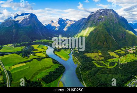 Stord Antenne Panoramaaussicht, Molde ist eine Stadt in Rauma Gemeinde in Norwegen. Stockfoto