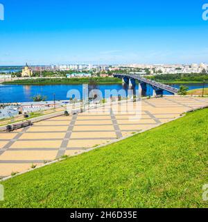 Fedorovsky Damm Antenne Panoramaaussicht in Nischni Nowgorod. Nischni Nowgorod ist die fünftgrößte Stadt in Russland und dem Zentrum von Nischni Nowgorod Stockfoto