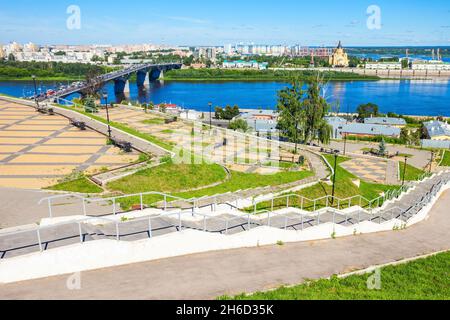 Fedorovsky Damm Antenne Panoramaaussicht in Nischni Nowgorod. Nischni Nowgorod ist die fünftgrößte Stadt in Russland und dem Zentrum von Nischni Nowgorod Stockfoto